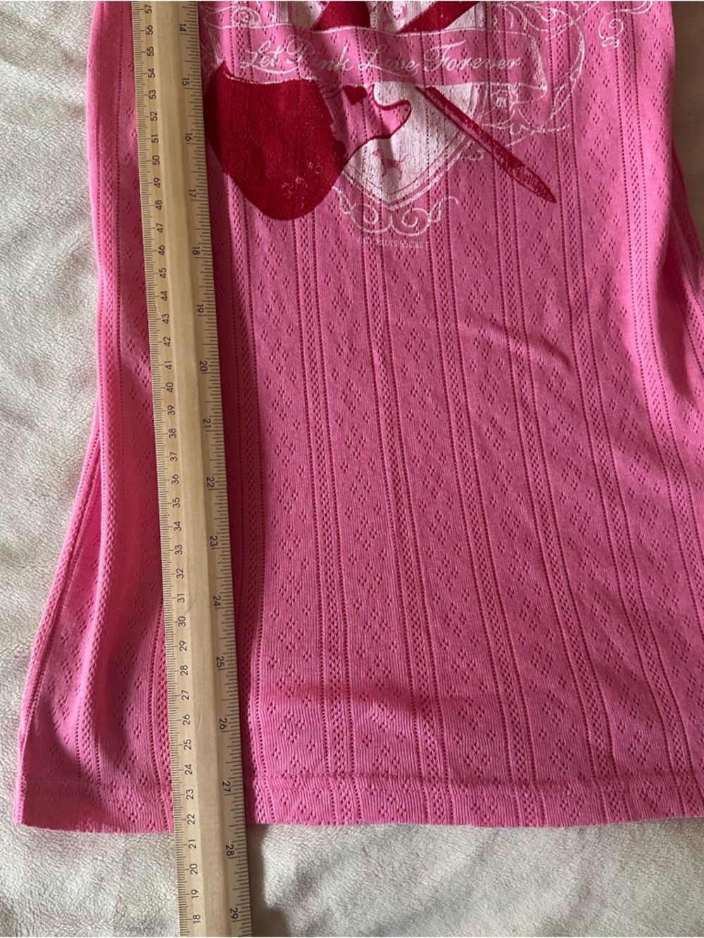 PINK Victoria's Secret Hot Pink Ribbed Lace-Trim Tank Y2K - Picture 6 of 7